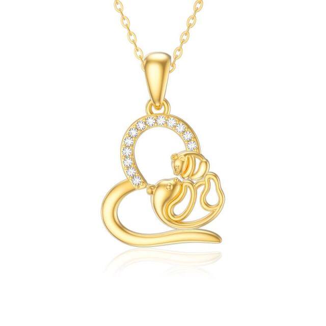 14K Gold Mother & Daughter Pendant Necklace-0
