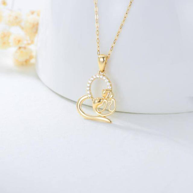 14K Gold Mother & Daughter Pendant Necklace-2