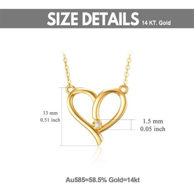 14K Gold Circular Shaped Diamond Heart Pendant Necklace-4