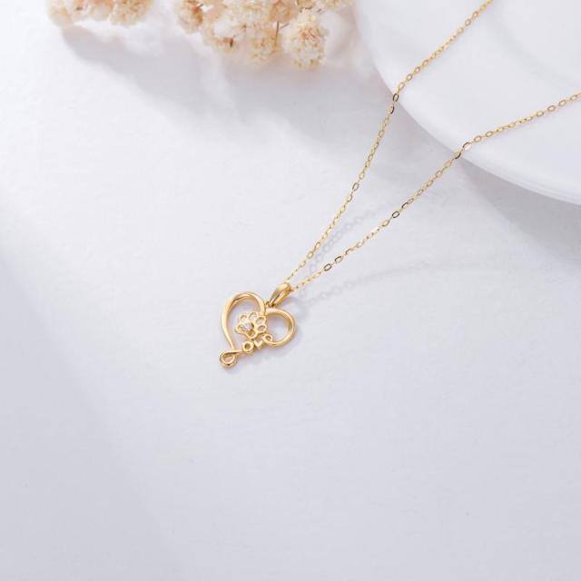 14K Gold Cubic Zirconia Paw Pendant Necklace-3