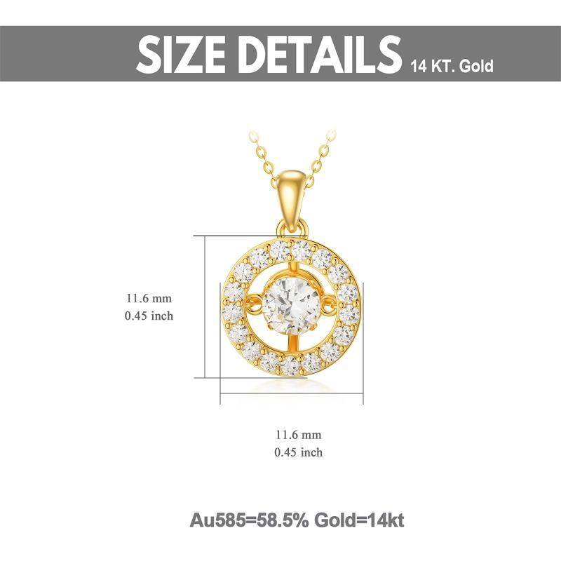 14K Gold Circular Shaped Cubic Zirconia Circle Pendant Necklace-5