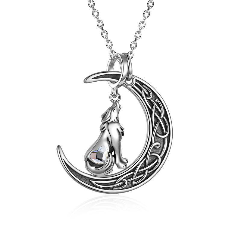 Sterling Silver Wolf Pendant Necklace-1