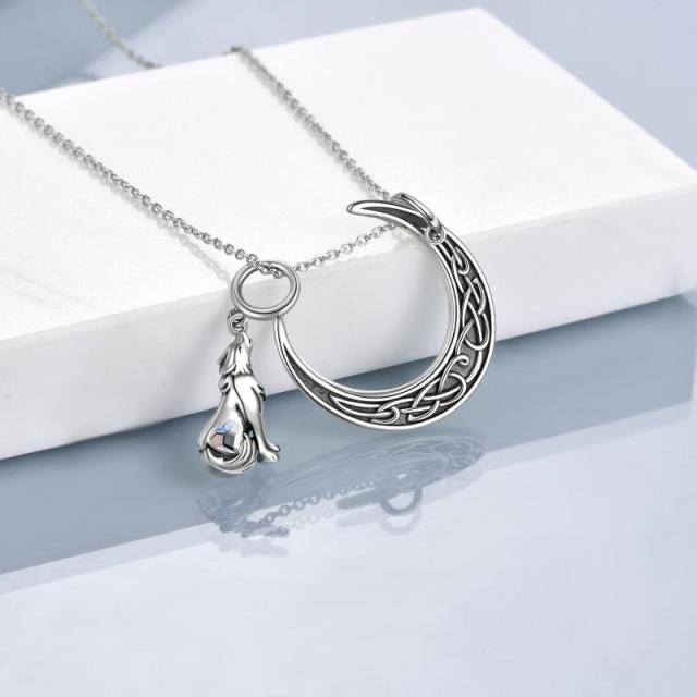 Sterling Silver Wolf Pendant Necklace-3