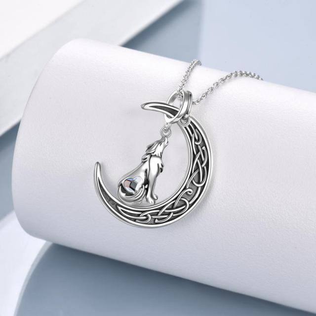 Collier pendentif loup en argent sterling-2