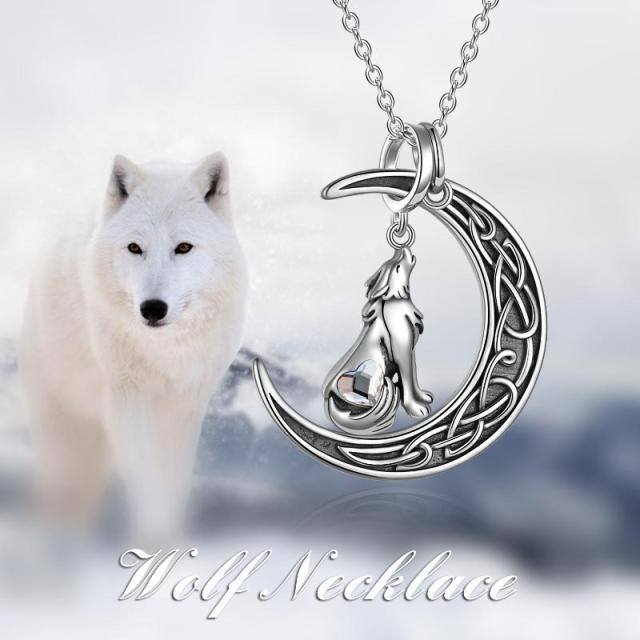 Sterling Silver Wolf Pendant Necklace-5
