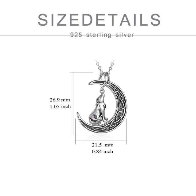 Sterling Silver Wolf Pendant Necklace-4