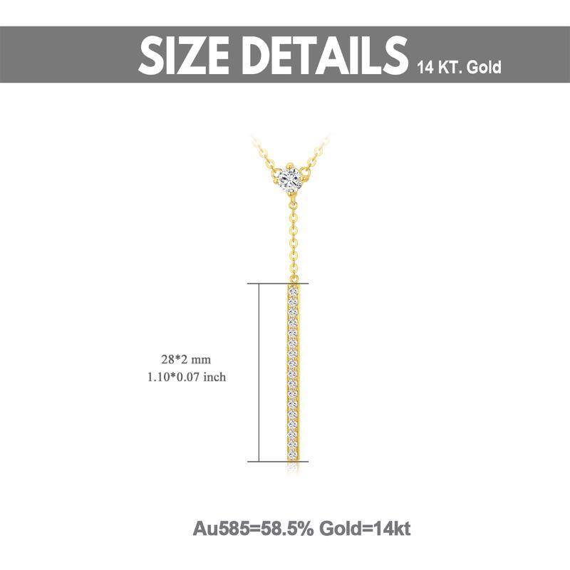 14K Gold Cubic Zirconia Bar Pendant Necklace-6