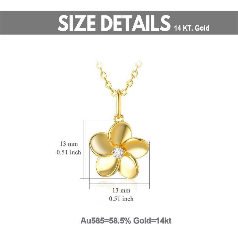 14K Gold Diamond Plumeria Pendant Necklace-5