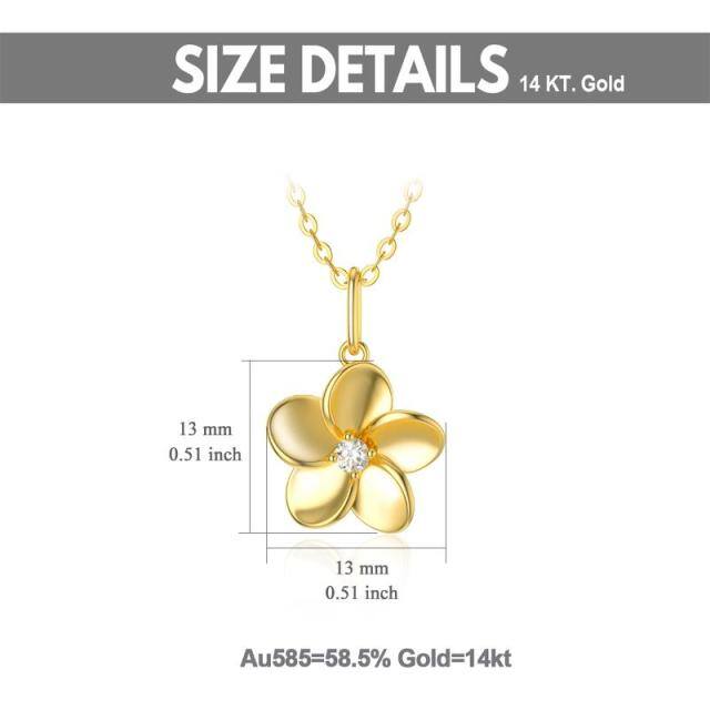 14K Gold Diamond Plumeria Pendant Necklace-4