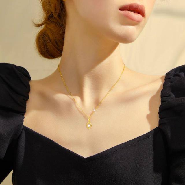 Collar Colgante Símbolo Infinito Oro Cúbico Circonita 14K-1