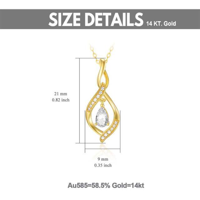 14K Gold Cubic Zirkonia Unendliche Symbol Anhänger Halskette-2