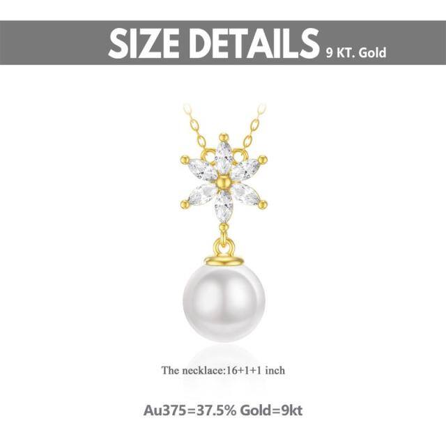 Collier à pendentif marguerite en or 9K à zircon cubique-2