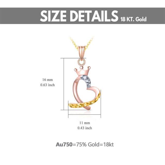 18K Gold & Roségold Krone & Herz-Anhänger Halskette-5