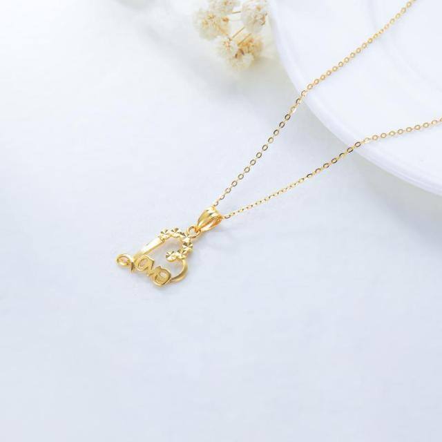 Collier avec pendentif en forme de coeur en or 18K-3