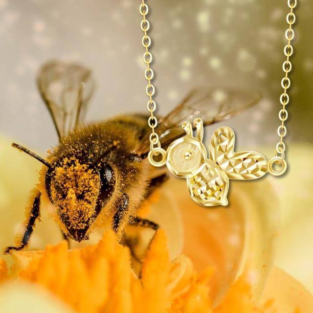 18K Gold Bees Pendant Necklace-5