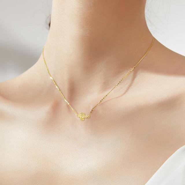 18K Gold Bees Pendant Necklace-1