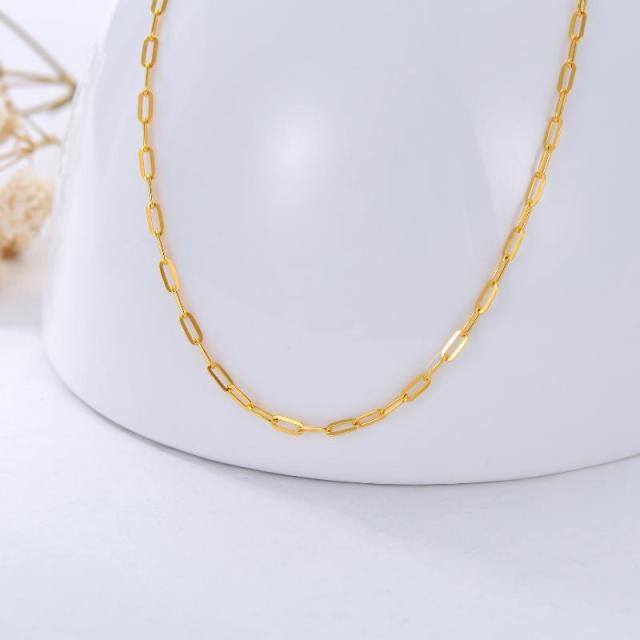 18K Gold Paperclip Chain Necklace-3