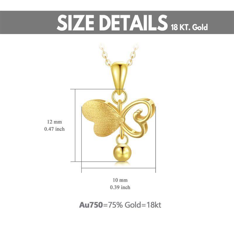 18K Gold Butterfly & Heart Pendant Necklace-6