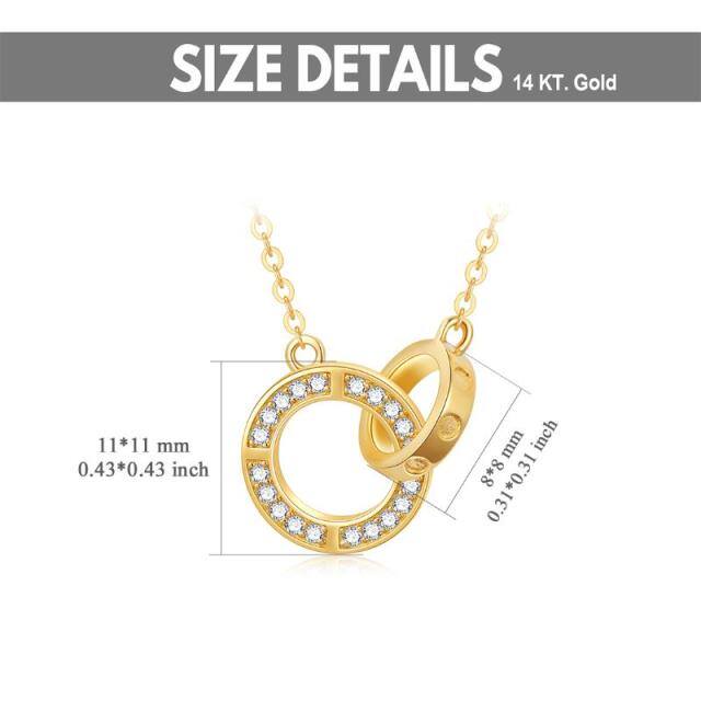 14K Gold Cubic Zirconia Generation Ring Pendant Necklace-5