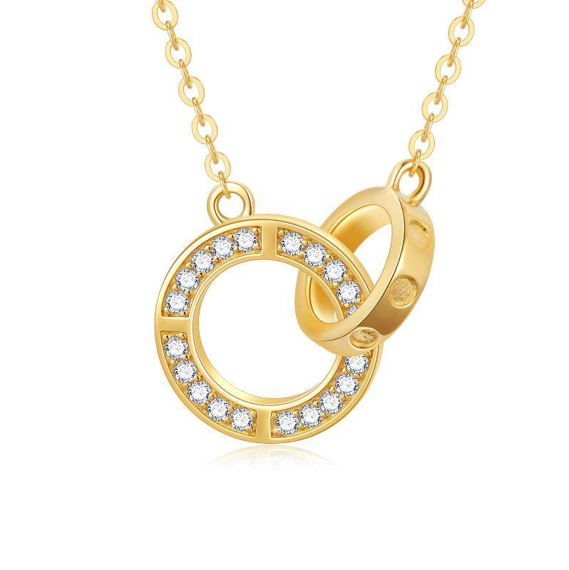 14K Gold Cubic Zirconia Generation Ring Pendant Necklace-1