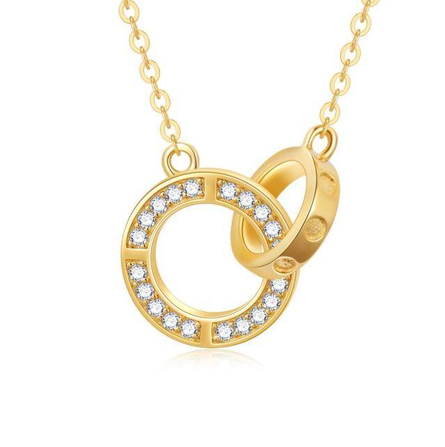 14K Gold Cubic Zirconia Generation Ring Pendant Necklace-0