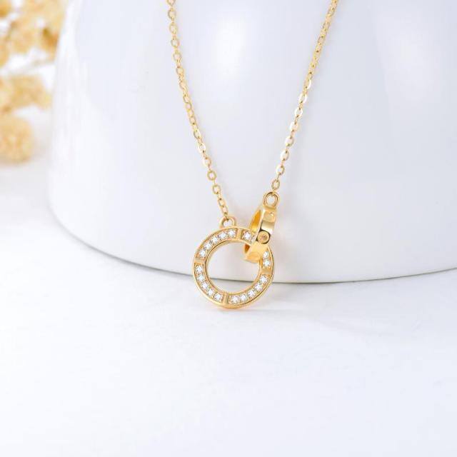 14K Gold Cubic Zirconia Generation Ring Pendant Necklace-2