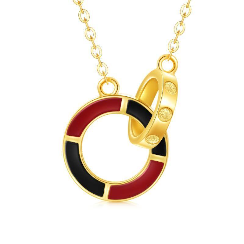 14K Gold Circular Shaped Agate Generation Ring Circle Pendant Necklace-1