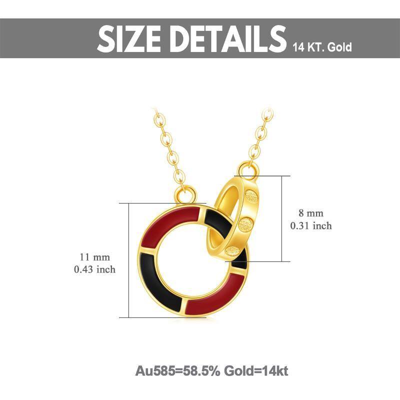 14K Gold kreisförmig geformt Achat Generation Ring Kreis Anhänger Halskette-6