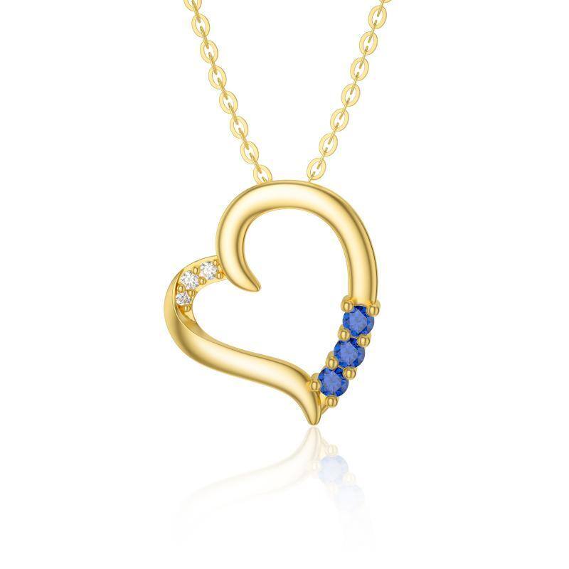 9K Gold Cubic Zirconia Heart Pendant Necklace-1