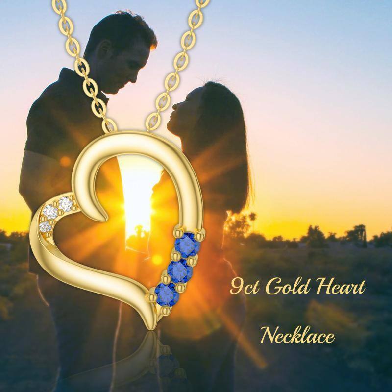 9K Gold Cubic Zirkonia Herz-Anhänger Halskette-5