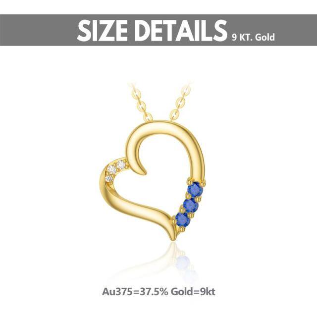 9K Gold Cubic Zirconia Heart Pendant Necklace-2