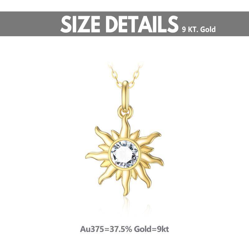 9K Gold Circular Shaped Moissanite Sun Pendant Necklace-5