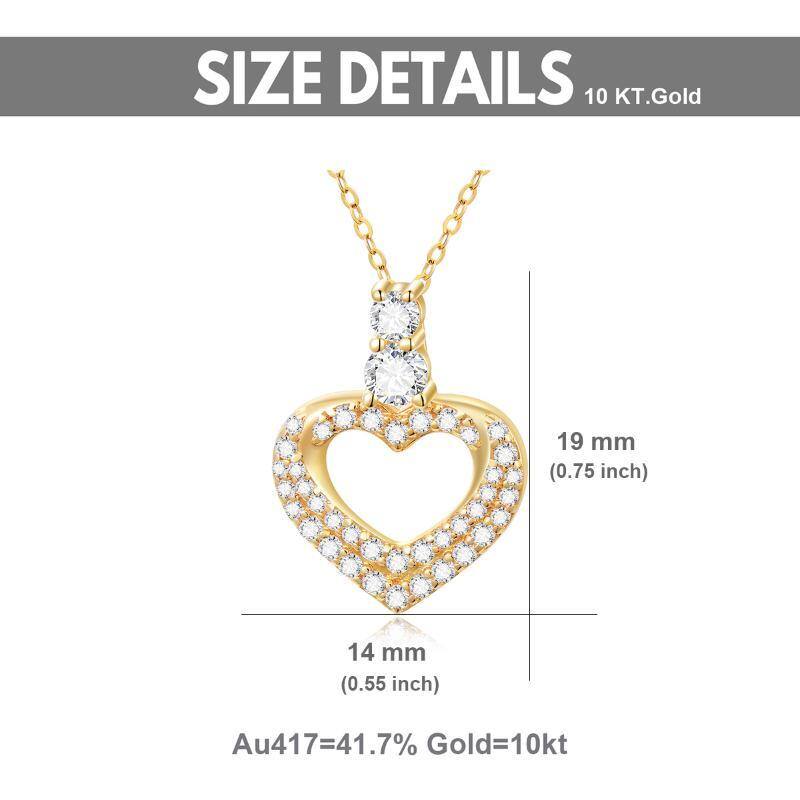10K Gold Circular Shaped Cubic Zirconia Heart Pendant Necklace-6