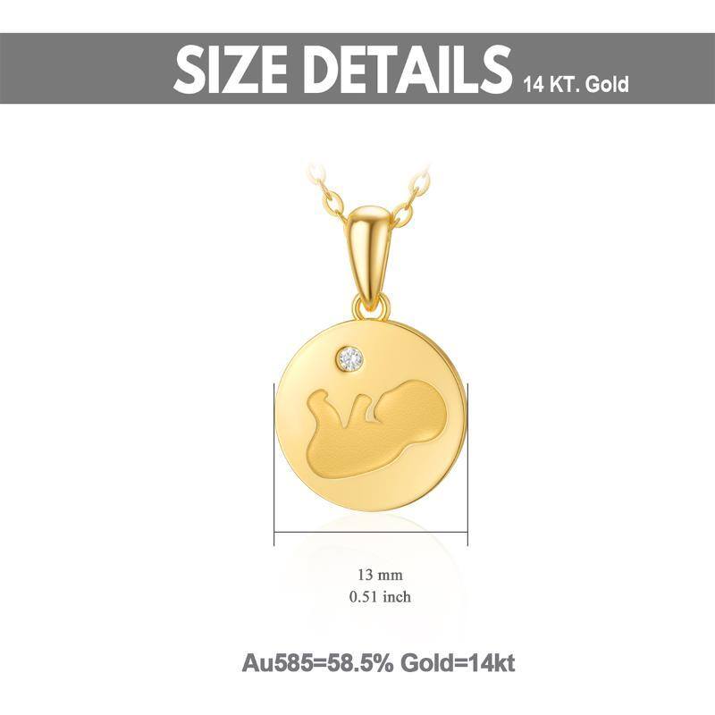 Collier avec pendentif en or 14K à pièces de monnaie mère et fille en zircon cubique-6