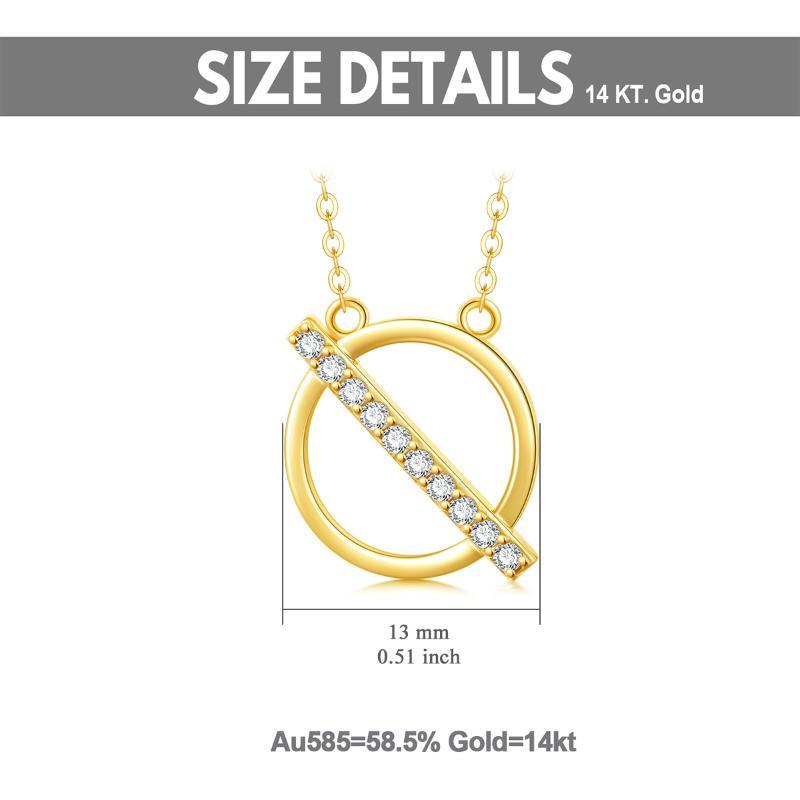 14K Gold Cubic Zirconia Circle Pendant Necklace-6