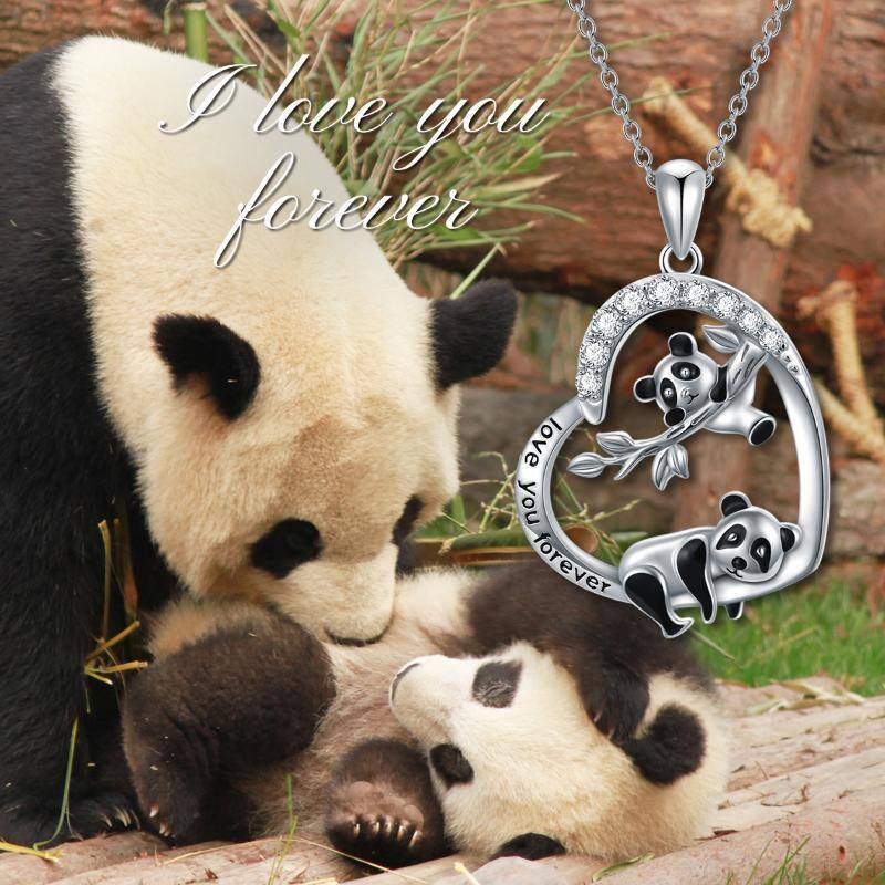 Sterling Silver Panda Pendant Necklace-6