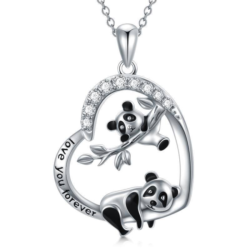 Sterling Silver Panda Pendant Necklace-1