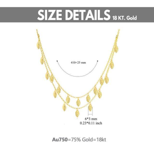 Colar de folhas em camadas em ouro de 18K-5