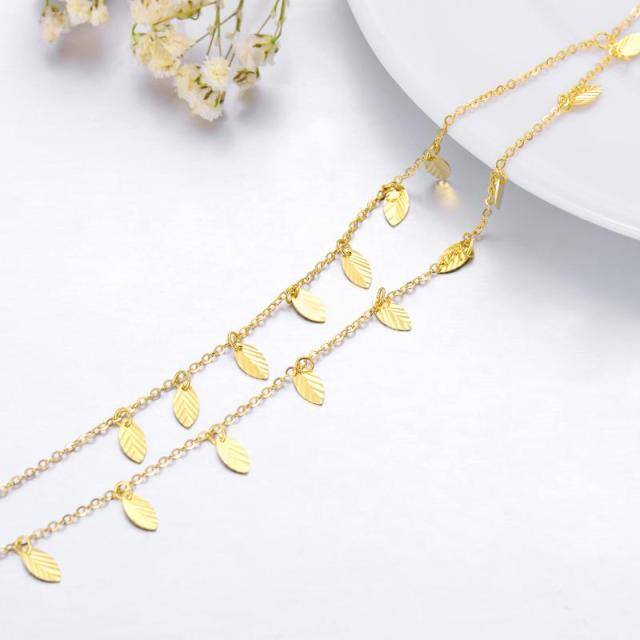 Collier superposé de feuilles en or 18K-3