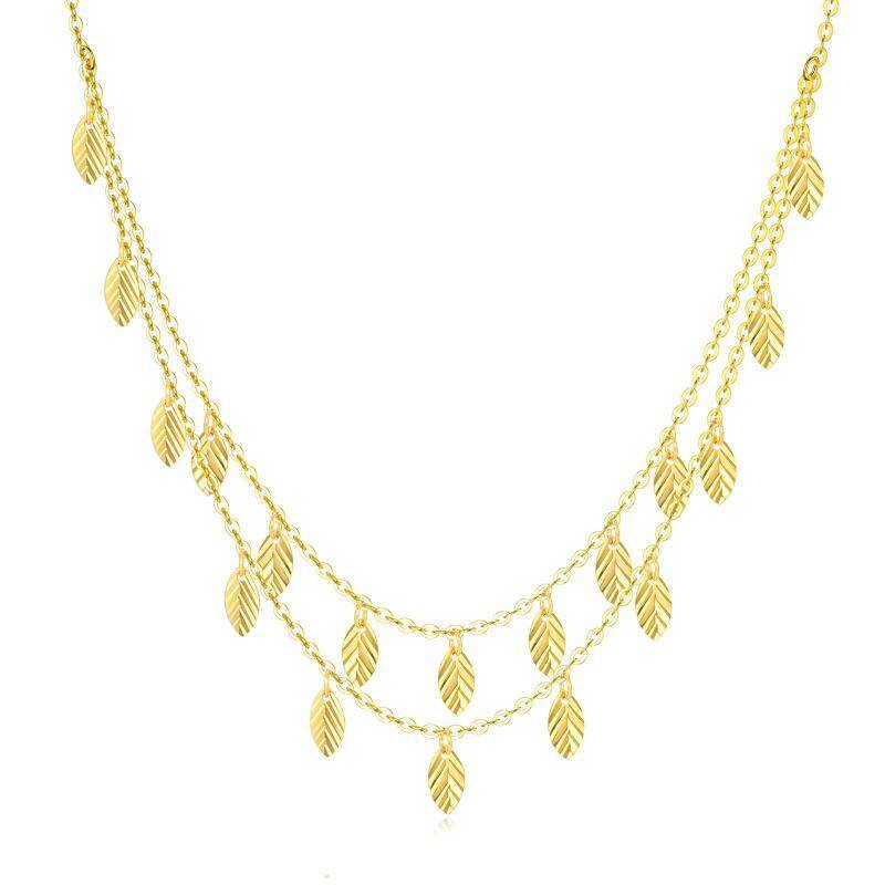 18K Gold Leaves Layered Necklace-1