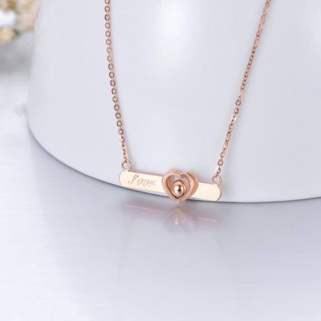 18K Rose Gold Heart Pendant Necklace-3