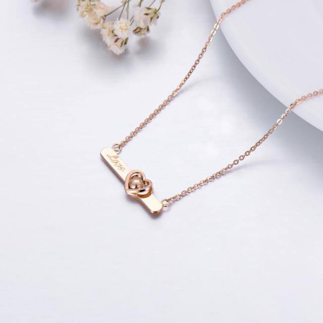 Colar com pingente de coração em ouro rosa 18K-4