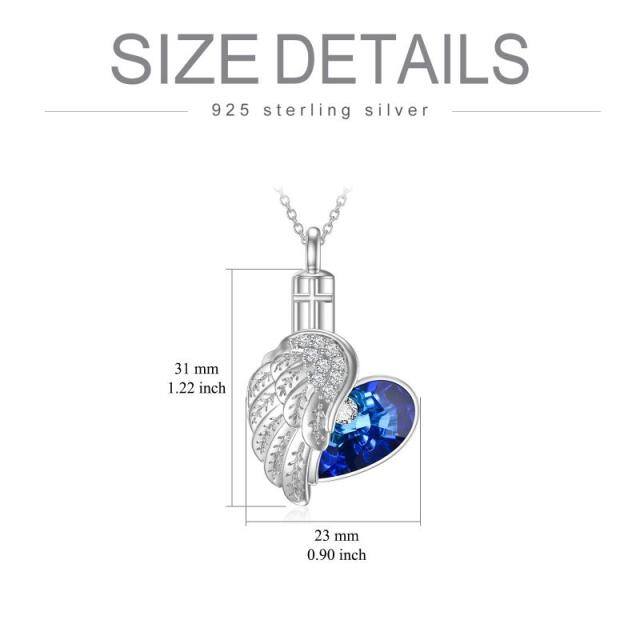 Sterling Silver Heart Shaped Crystal Heart Urn Necklace for Ashes-5