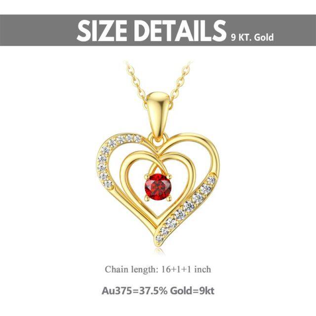 9K Gold Heart Pendant Necklace-4