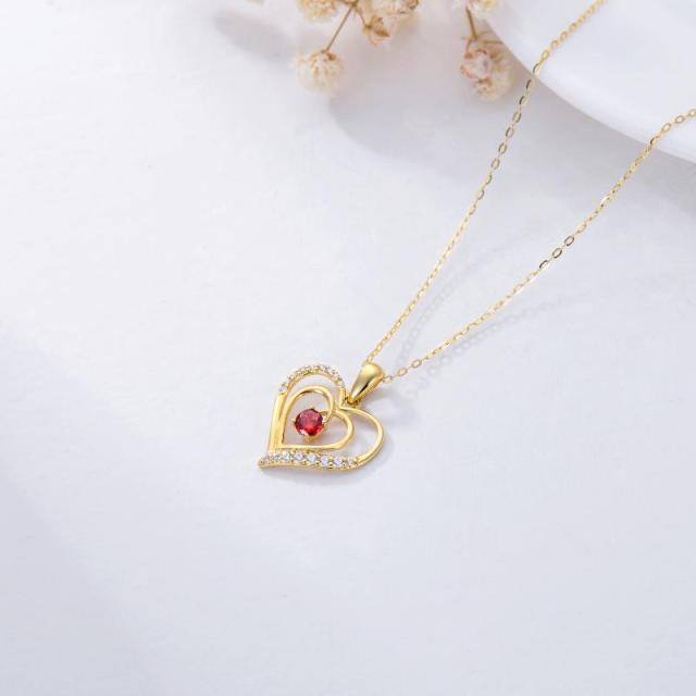 9K Gold Heart Pendant Necklace-3