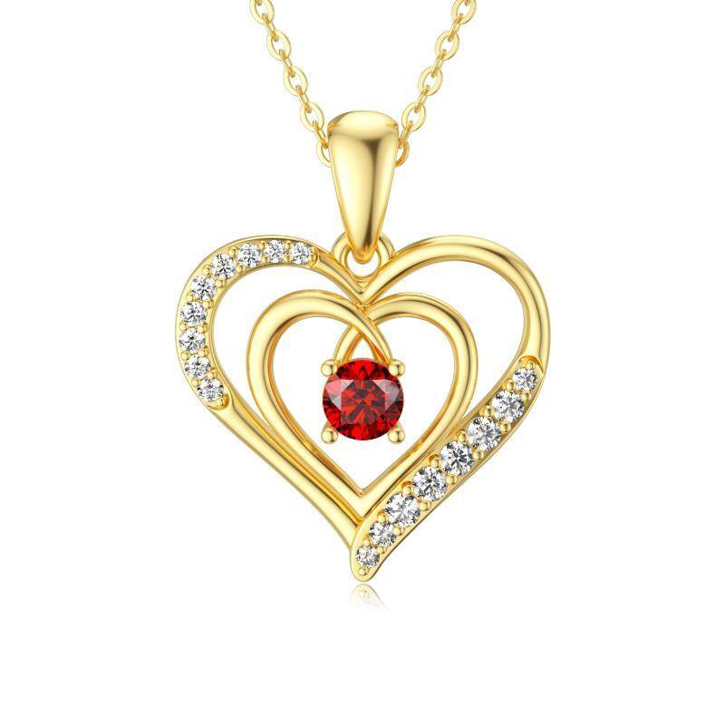 9K Gold Heart Pendant Necklace-1