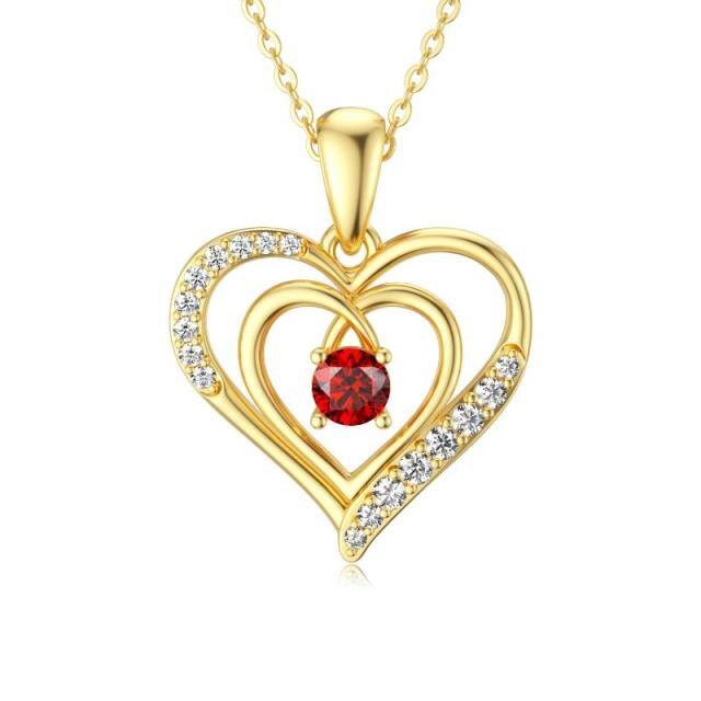 9K Gold Heart Pendant Necklace-0