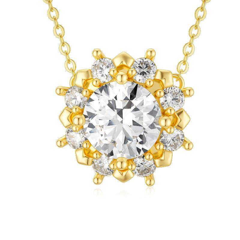 14K Gold Cubic Zirconia Couple Pendant Necklace-1