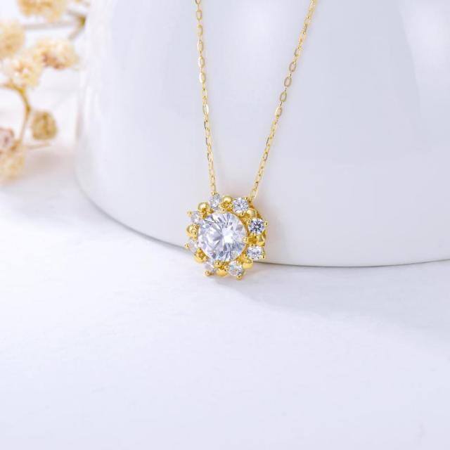 14K Gold Cubic Zirconia Couple Pendant Necklace-3