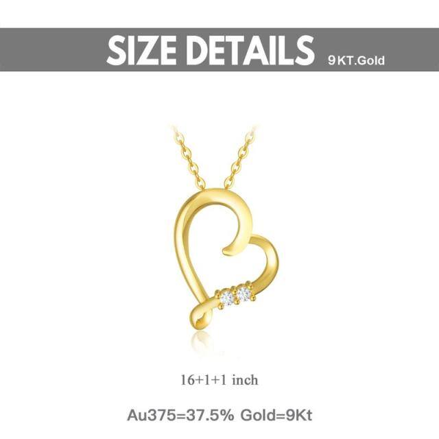 9K Gold Diamond Heart Pendant Necklace-4